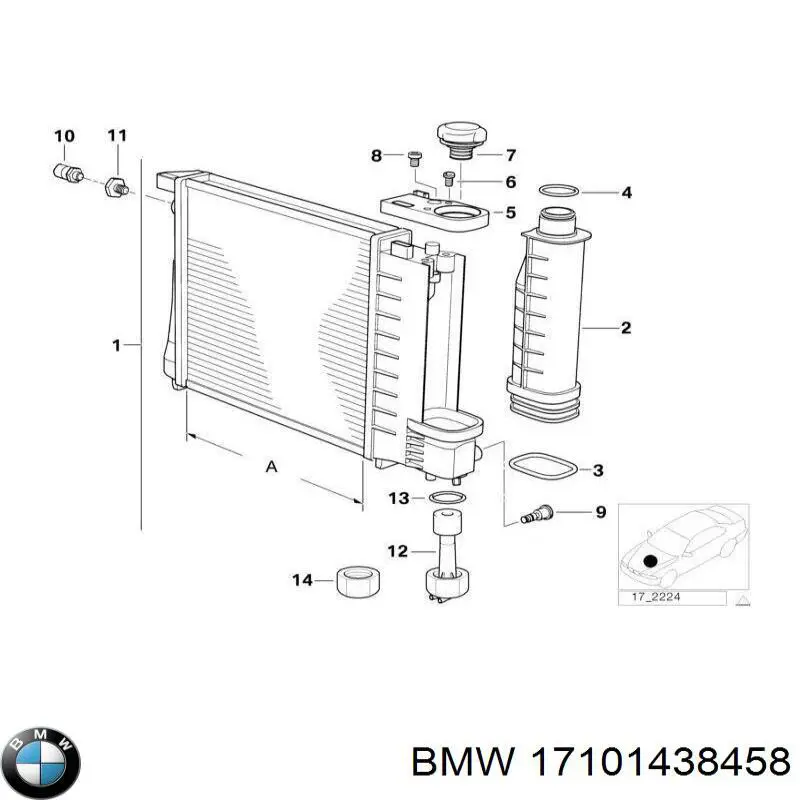 17101438458 BMW Облицювання рамки радіатора