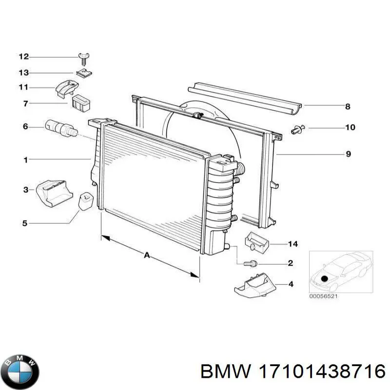 17101438716 BMW дифузор (кожух радіатора охолодження)
