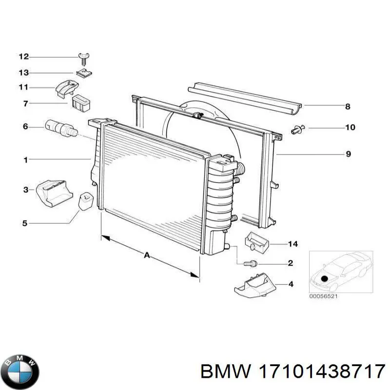 Дифузор (кожух) радіатора охолодження BMW 17101438717 ціна, від 170.46 USD