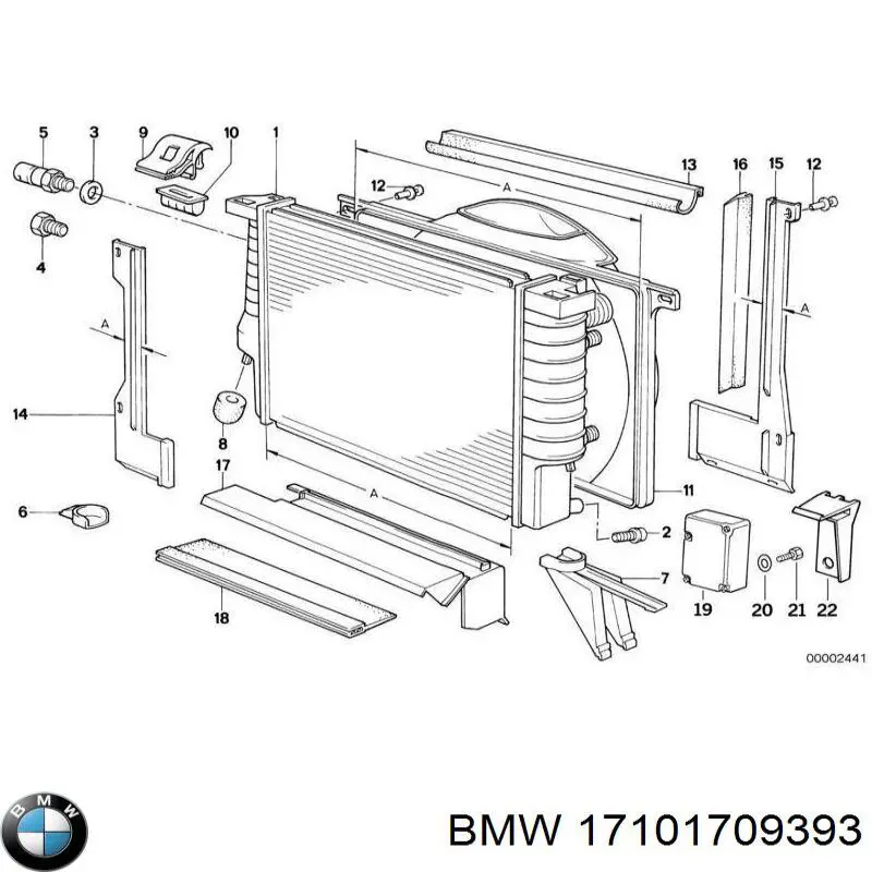 17101709393 BMW Дифузор (кожух) радіатора охолодження