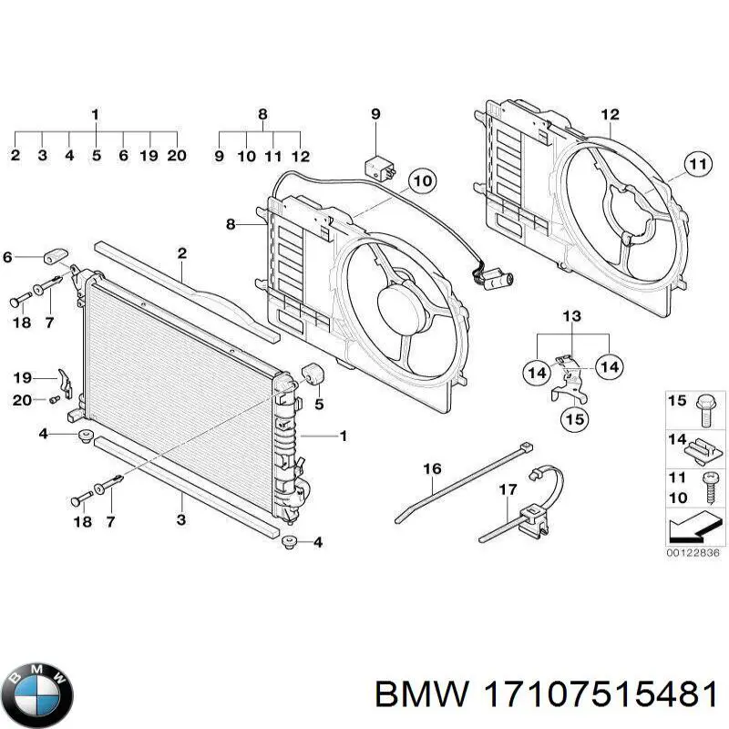 Дифузор вентилятора BMW 17107515481 ціна, від 133.58 USD