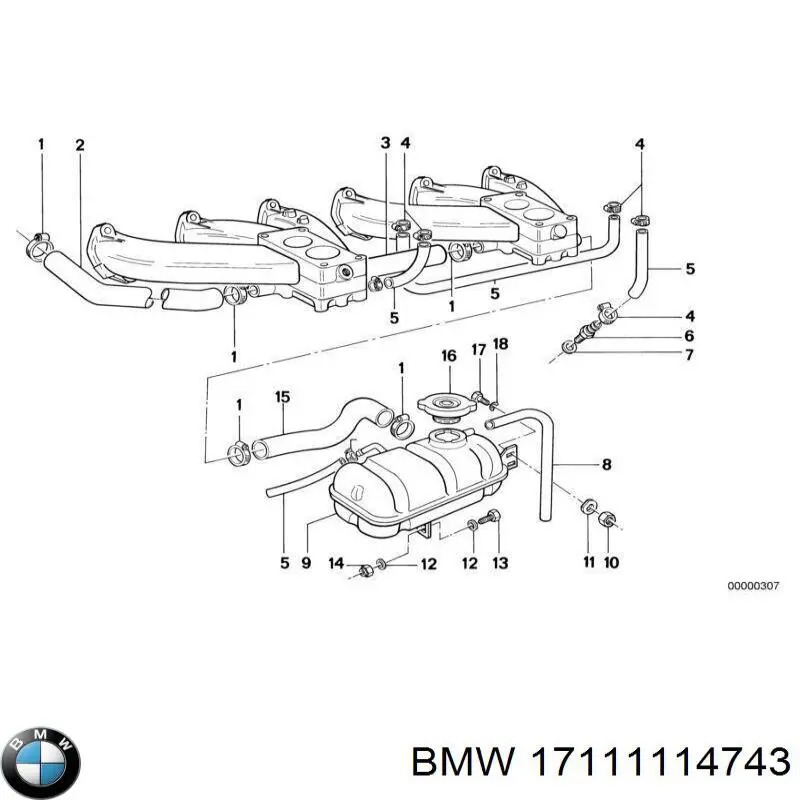 Бачок системи охолодження двигуна розширювальний BMW 17111114743 ціна, від 220.87 USD