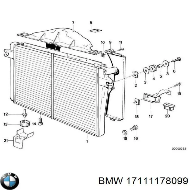 Радіатор охолодження двигуна 17111178099 BMW