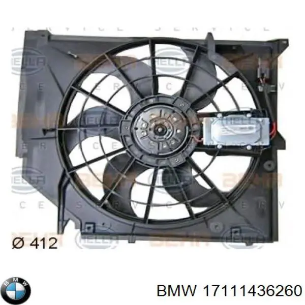17111436260 BMW дифузор радіатора охолодження, в зборі з двигуном і крильчаткою