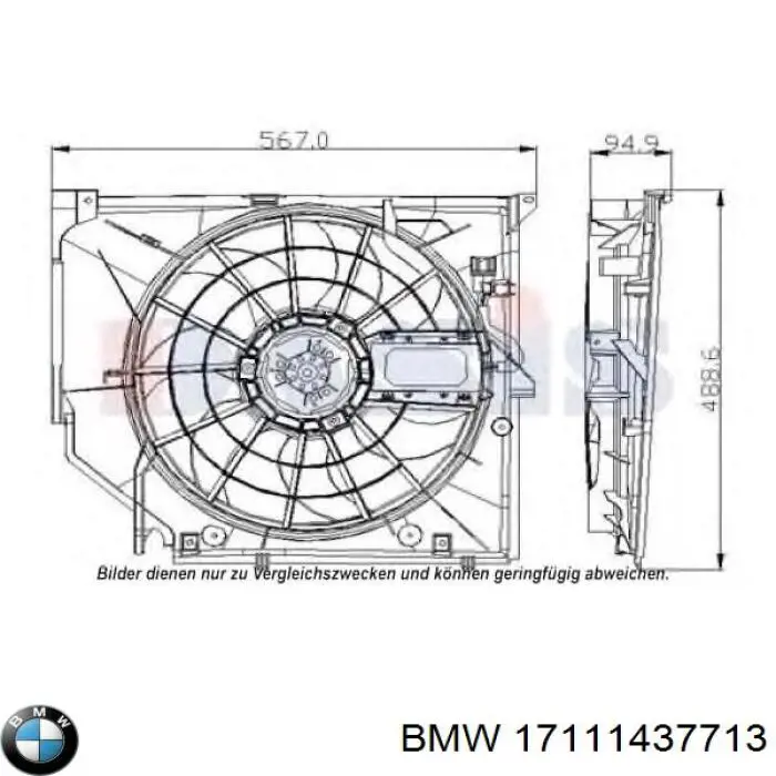 Дифузор радіатора охолодження, в зборі з двигуном і крильчаткою BMW 17111437713 ціна, від 22.00 USD