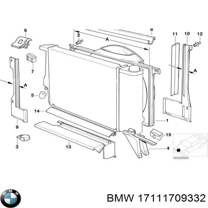 Кронштейн радіатора нижній BMW 17111709332 ціна, від 8.31 USD