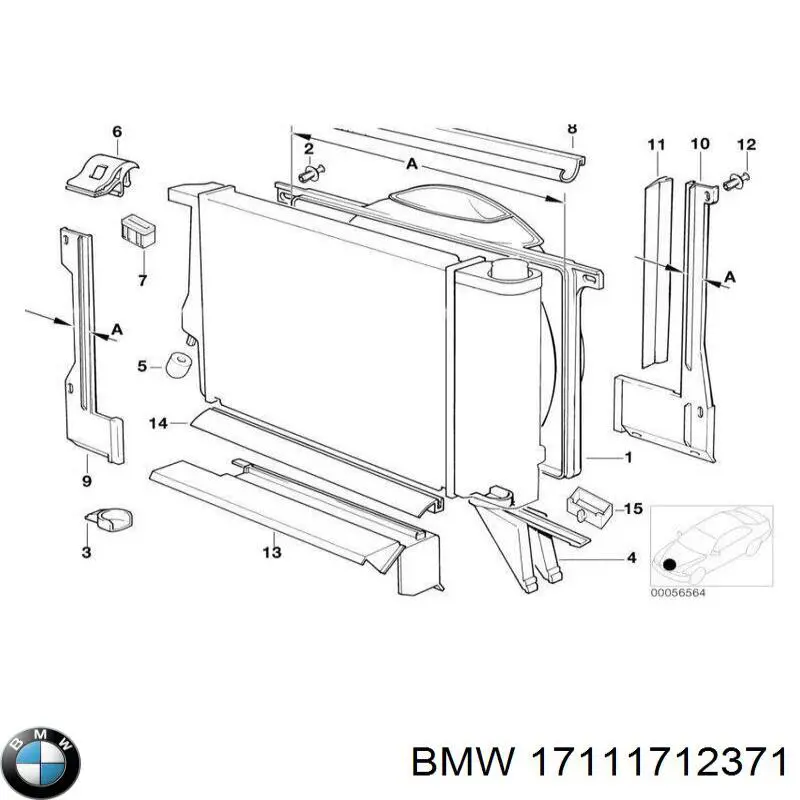 Дифузор (кожух) радіатора охолодження BMW 17111712371 ціна, від 38.00 USD