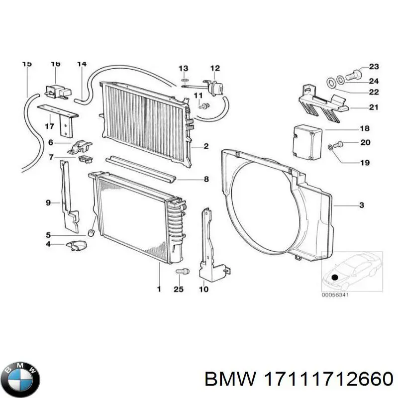 Купити 17111712660 BMW Кронштейн/подушка кріплення радіатора, верхній правий