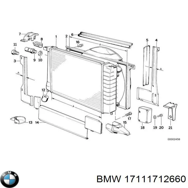 Кронштейн/подушка кріплення радіатора, верхній правий BMW 17111712660