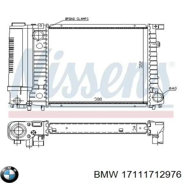 Радіатор охолодження двигуна 17111712976 BMW