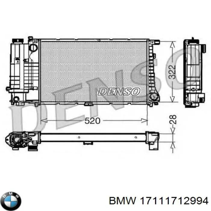 Радіатор охолодження двигуна 17111712994 BMW