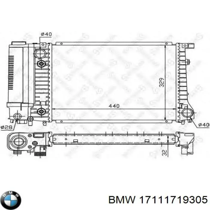 Радіатор 17111723525 BMW
