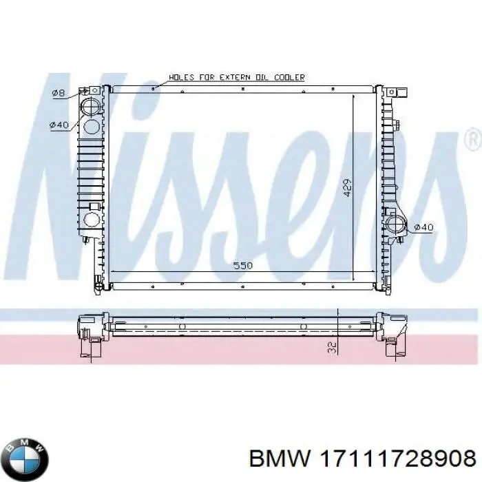 Купити 17111728908 BMW Радіатор двигуна