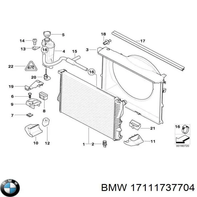 Подушка радіатора охолодження, нижня на BMW 5 (E39)