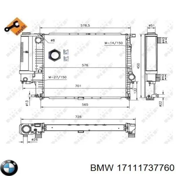 Купити 17111737760 BMW Радіатор двигуна