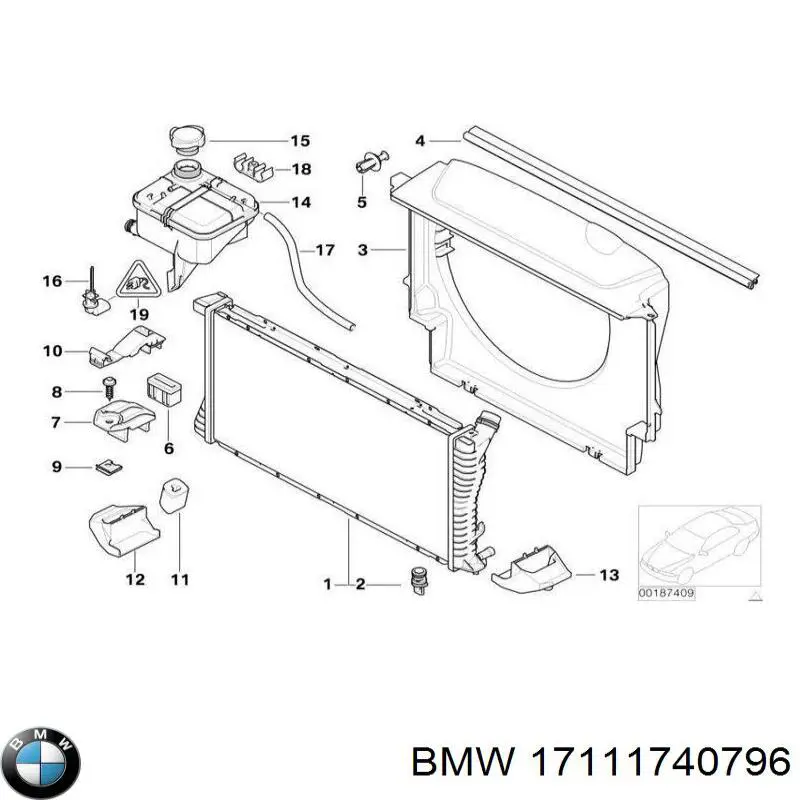 17111740835 BMW супорт радіатора в зборі/монтажна панель кріплення фар