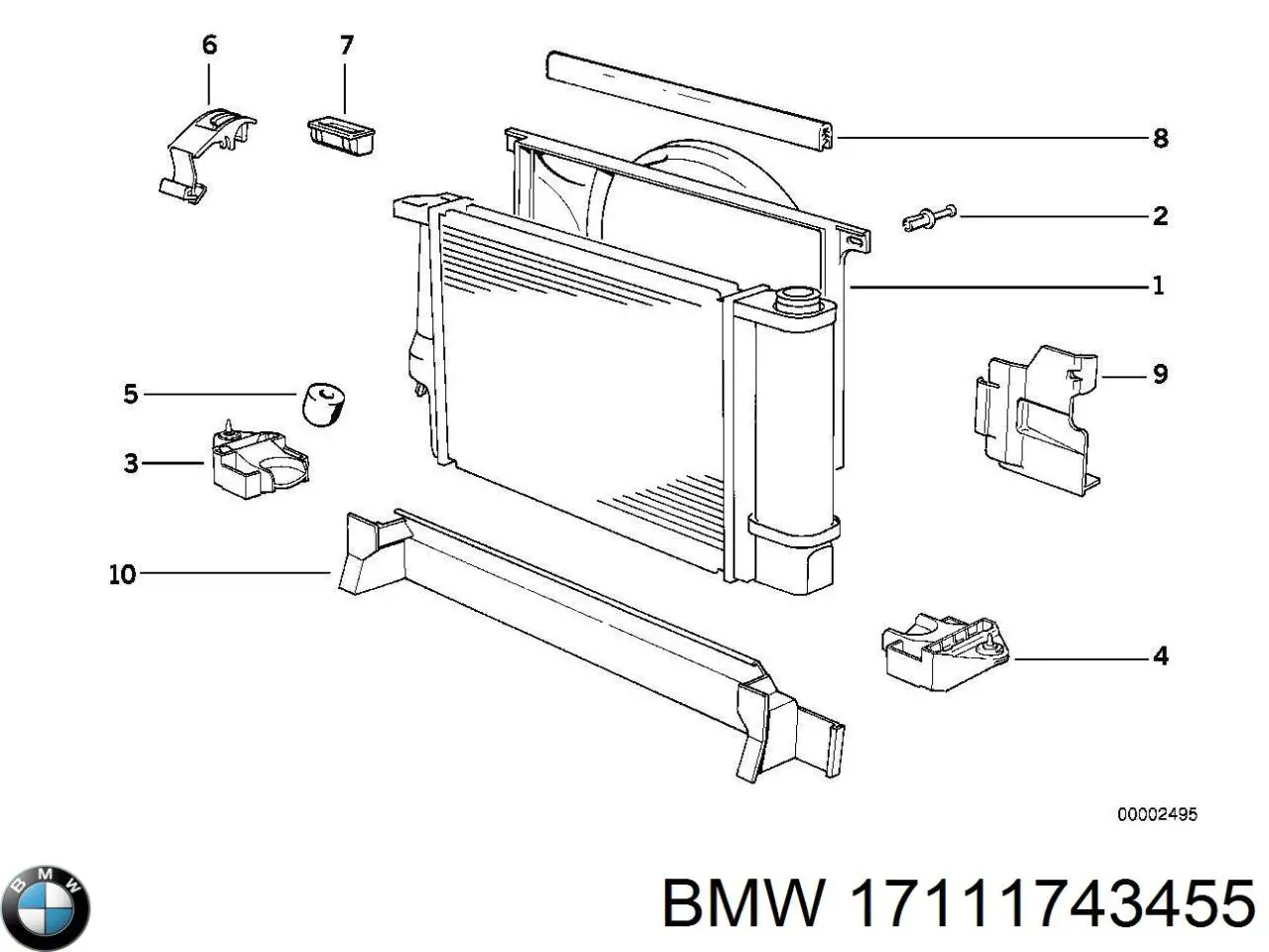 Дифузор (кожух) радіатора охолодження BMW 17111743455 ціна, від 25.33 USD