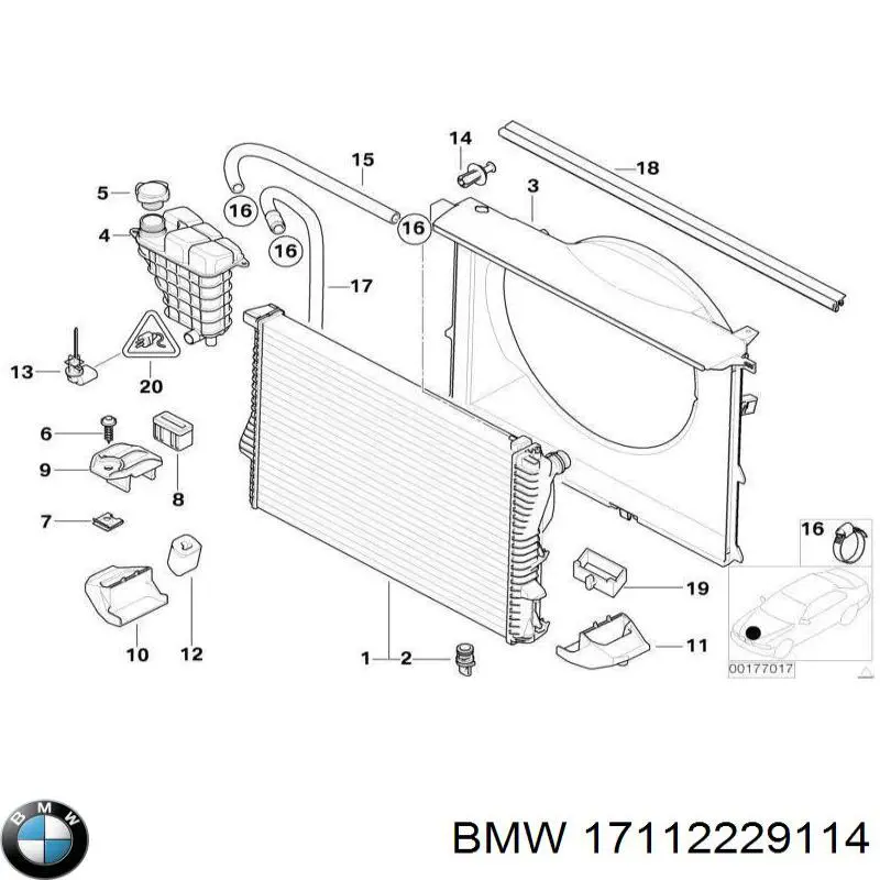 Бачок системи охолодження двигуна розширювальний BMW 17112229114 ціна, від 22.10 USD