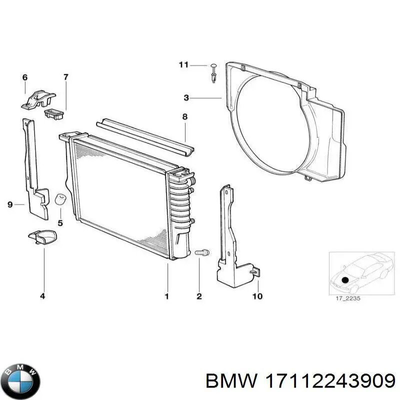 Повітропровід (дефлектор) радіатора, правий BMW 17112243909 ціна, від 19.86 USD