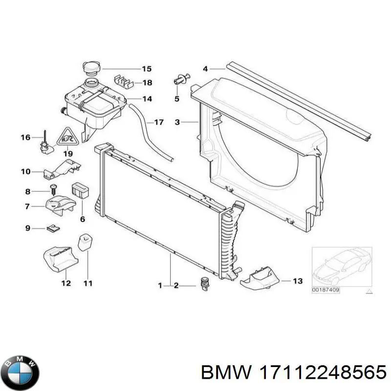 Дифузор (кожух) радіатора охолодження BMW 17112248565 ціна, від 59.72 USD