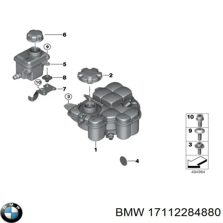 Бачок системи охолодження двигуна розширювальний BMW 17112284880 ціна, від 50.68 USD
