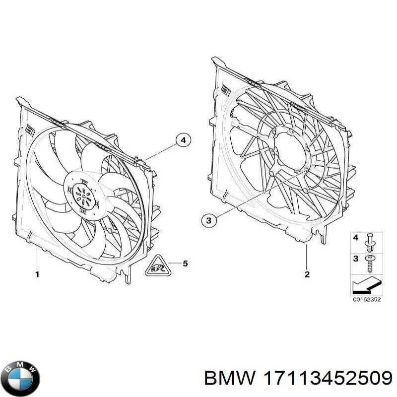 17113452509 BMW дифузор радіатора охолодження, в зборі з двигуном і крильчаткою