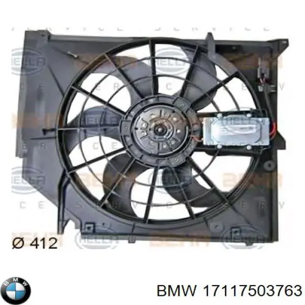 17117503763 BMW дифузор радіатора охолодження, в зборі з двигуном і крильчаткою
