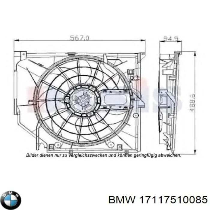 Купити 17117510085 BMW Дифузор радіатора охолодження, в зборі з двигуном і крильчаткою