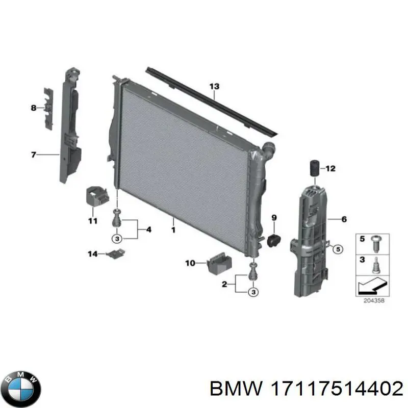 Кронштейн/подушка кріплення радіатора, верхній на BMW X5 (E53)