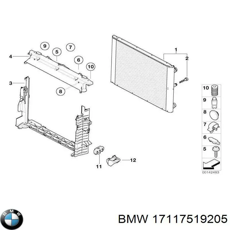 Купити 17117519205 BMW Рамка кріплення радіатора, верхня частина