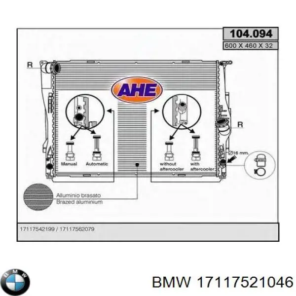Купити 17117521046 BMW Радіатор двигуна