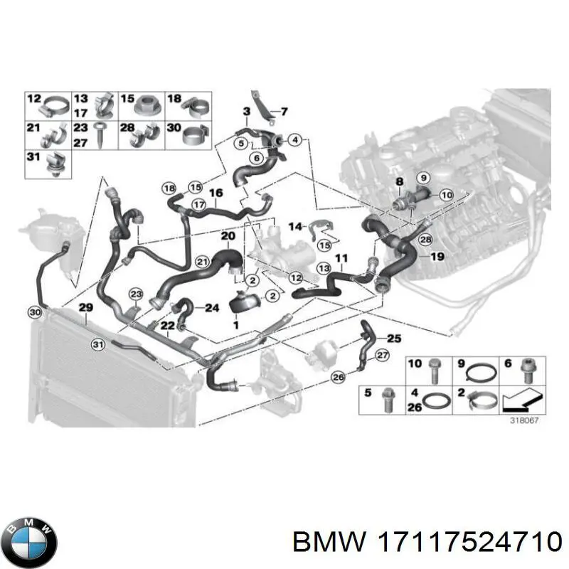 17117524710 BMW шланг/патрубок системи охолодження