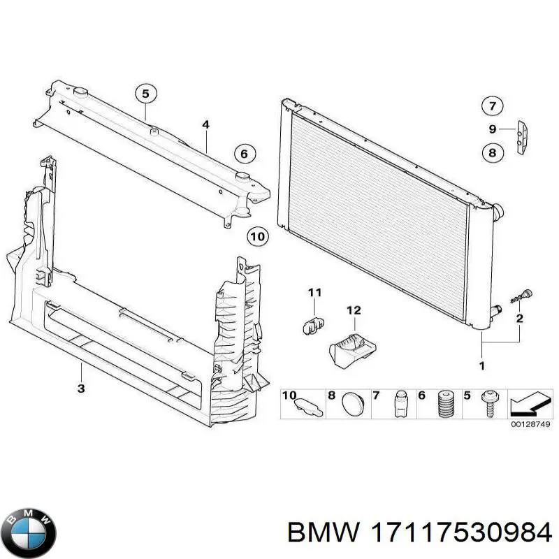 Кронштейн/хомут глушника, задній 17117530984 BMW