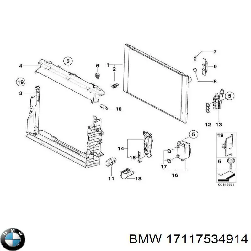 Радіатор 17117534914 BMW