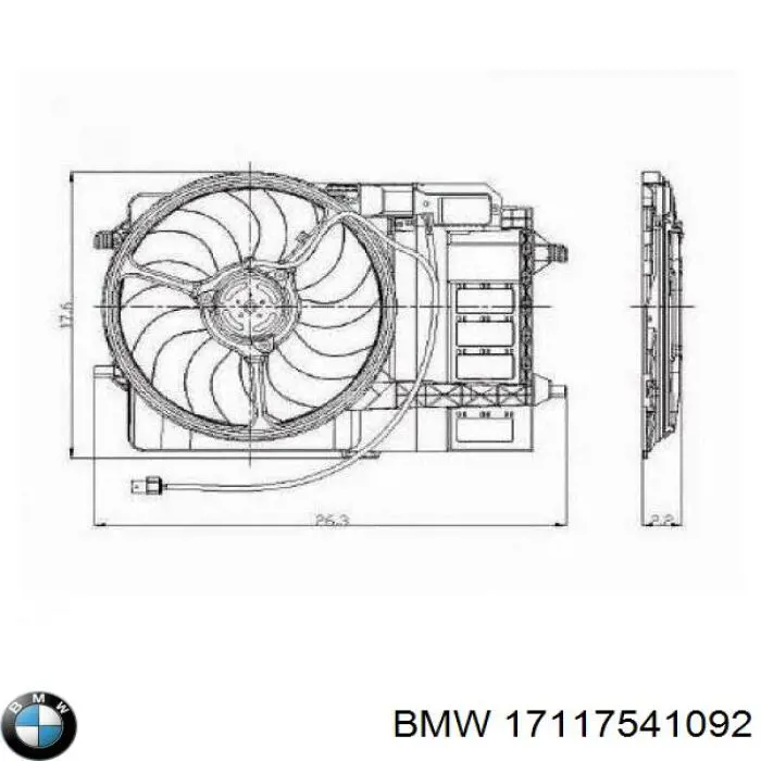 Дифузор радіатора охолодження, в зборі з двигуном і крильчаткою BMW 17117541092 ціна, від 80.72 USD