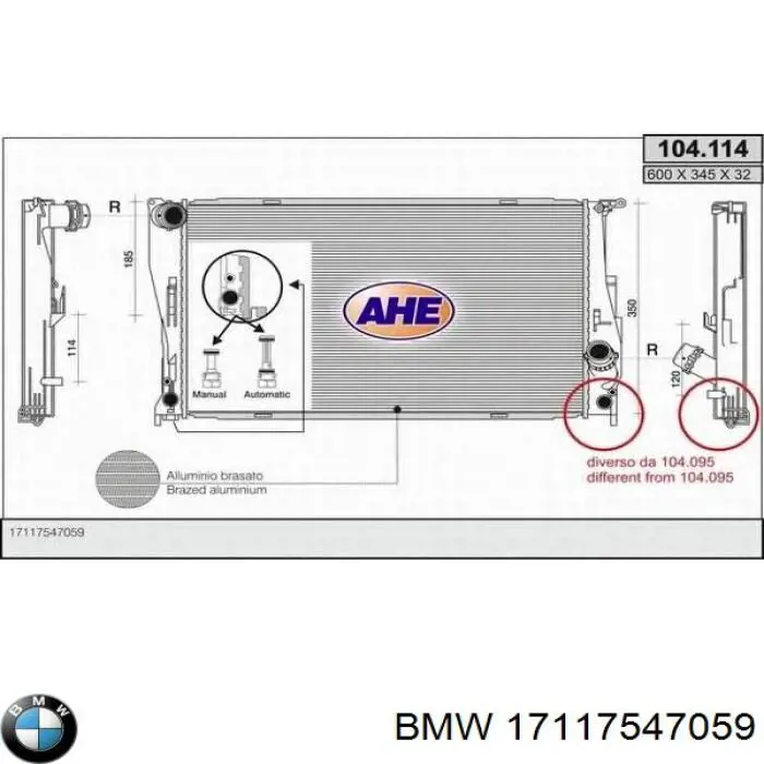 Радіатор основний BMW 17117547059 ціна, від 108.07 USD