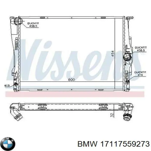 Купити 17117559273 BMW Радіатор двигуна