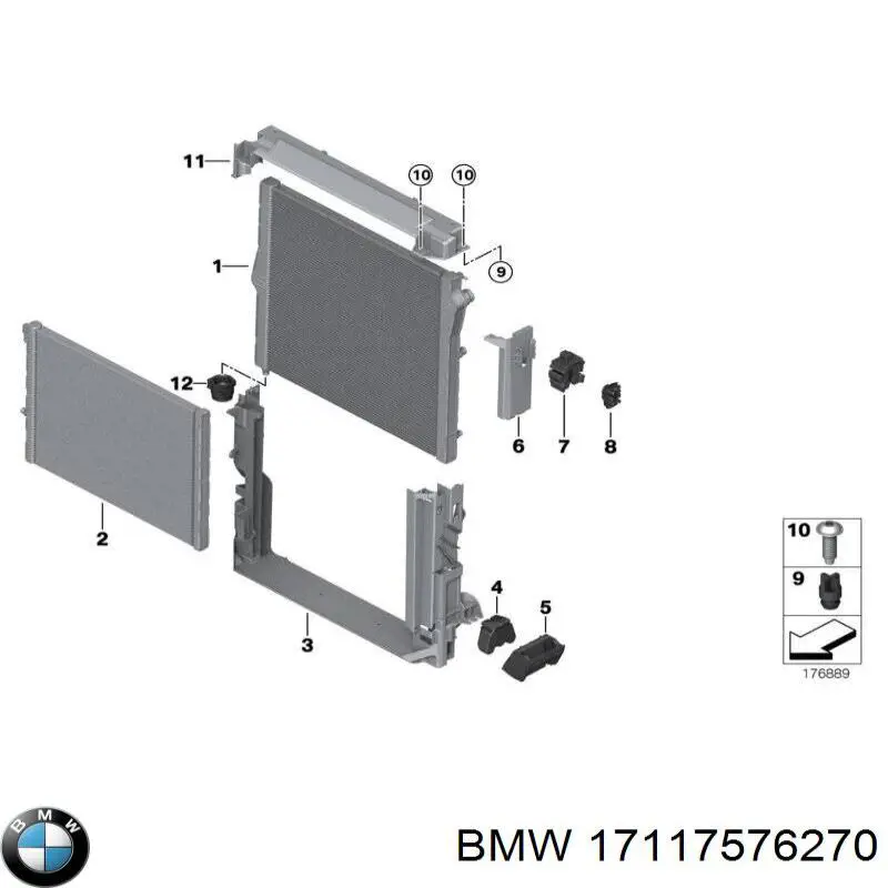Рамка кріплення радіатора BMW 17117631474 ціна, від 82.35 USD