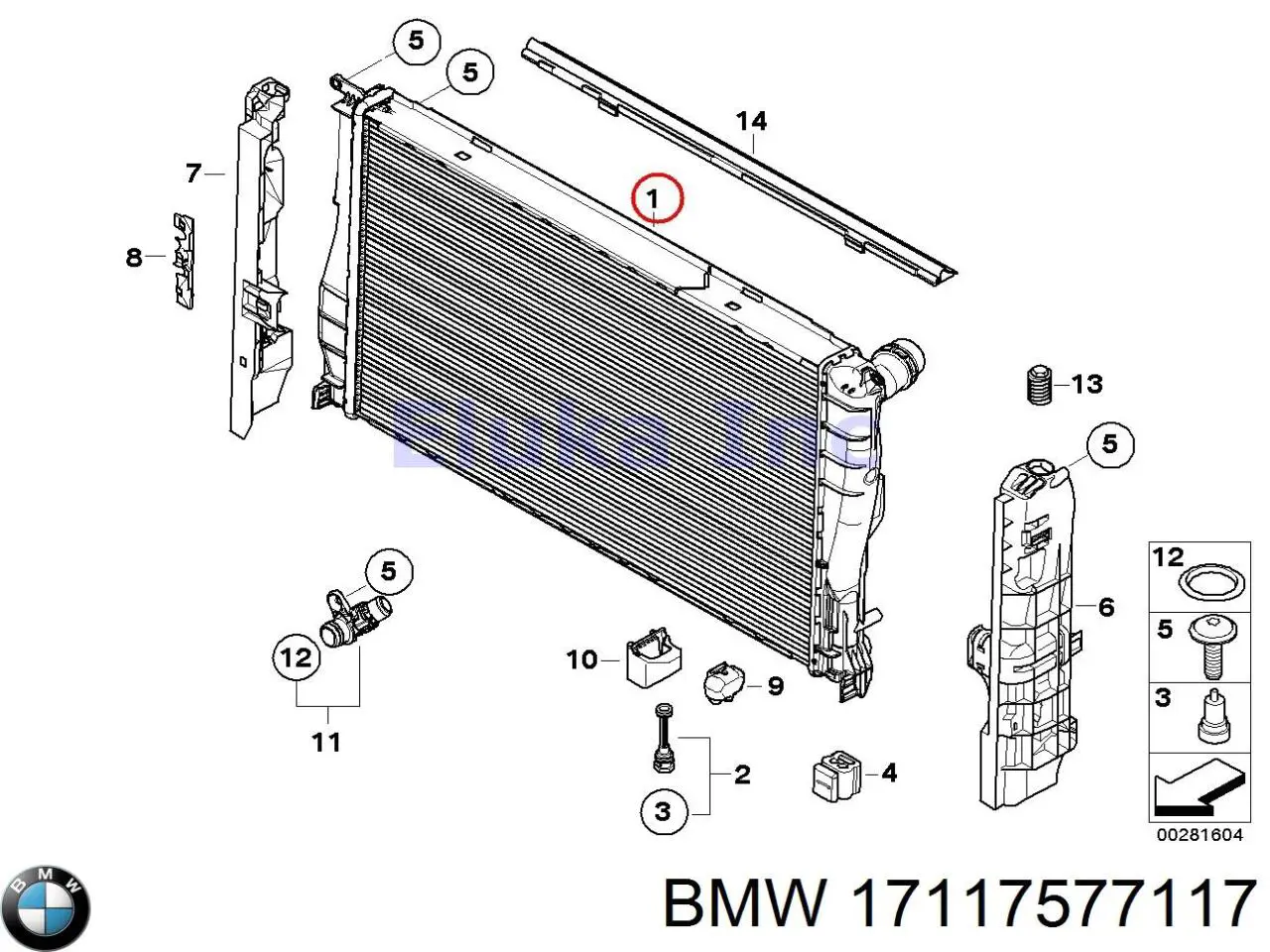 Рамка кріплення радіатора, верхня частина BMW 17117577117 ціна, від 38.00 USD