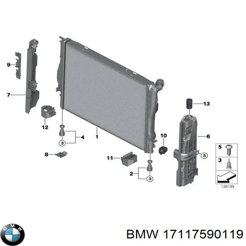 17117590119 BMW подушка радіатора охолодження, верхня