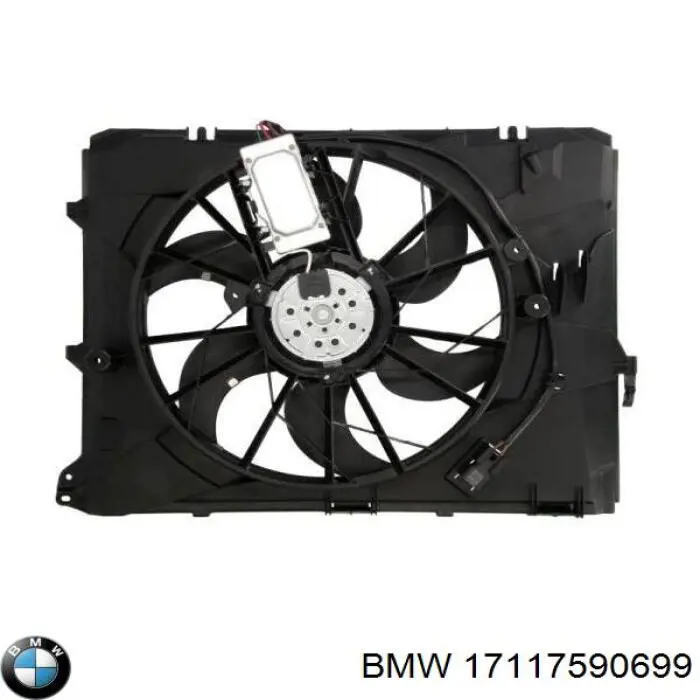 17117590699 BMW дифузор радіатора охолодження, в зборі з двигуном і крильчаткою