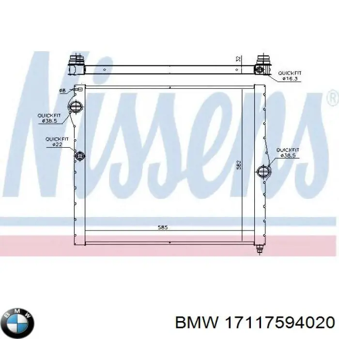 Радіатор основний BMW 17117594020 ціна, від 237.83 USD