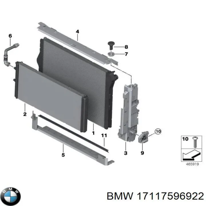 Подушка радіатора охолодження, верхня BMW 7596922 ціна, від 17.57 USD