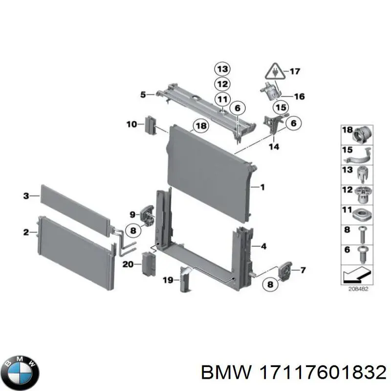 Радіатор охолодження двигуна 17117601832 BMW