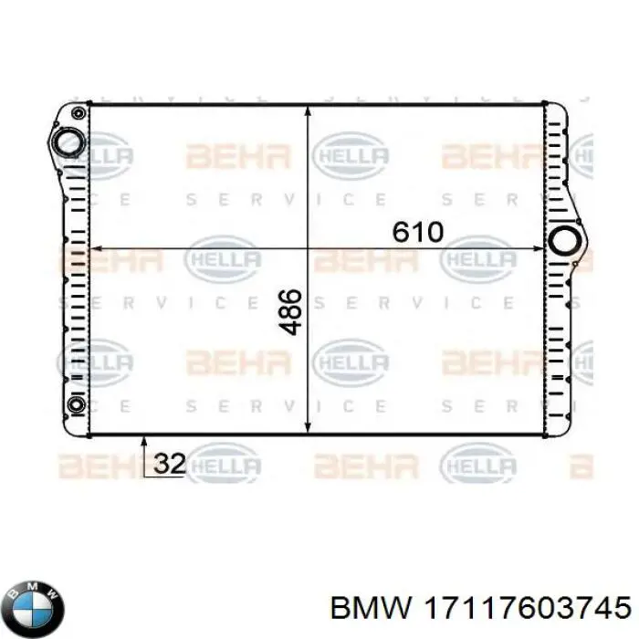 Радіатор основний BMW 17117603745 ціна, від 152.69 USD