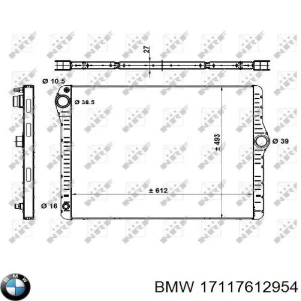 Радіатор основний BMW 17117612954 ціна, від 156.15 USD