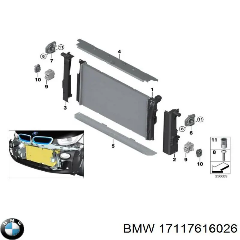 17117616026 BMW Кронштейн радіатора правий