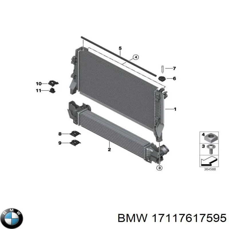 17117617595 BMW радіатор охолодження двигуна