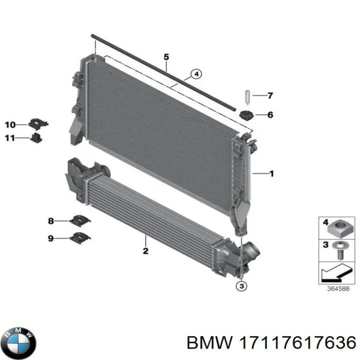 Купити 7617636 BMW Радіатор двигуна
