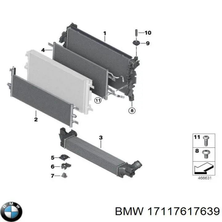 Радіатор охолодження двигуна 17117617639 BMW